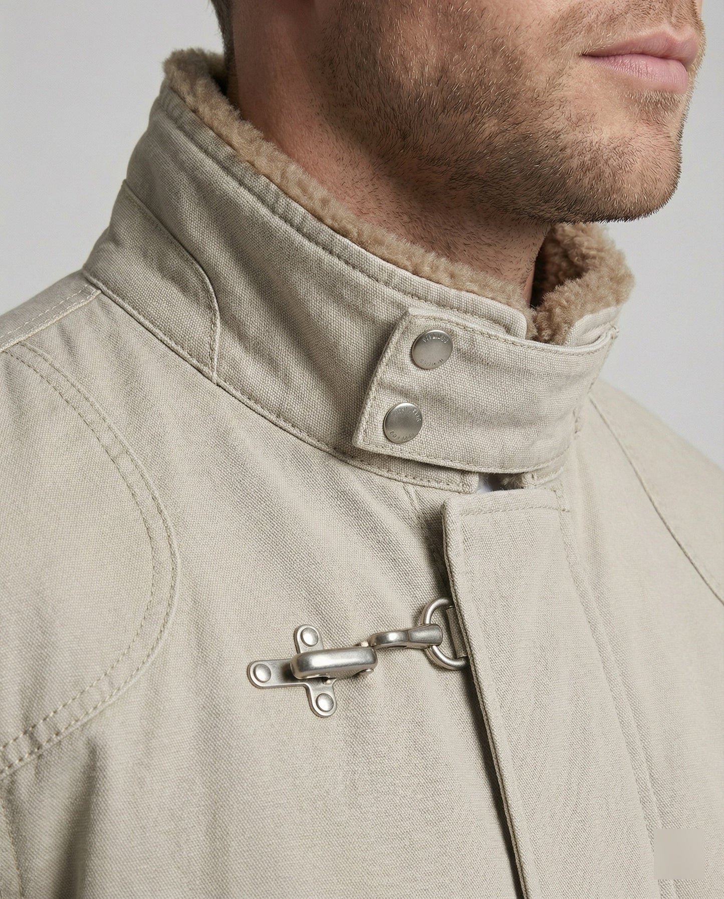Herren Canvasjacke Teddykragen
