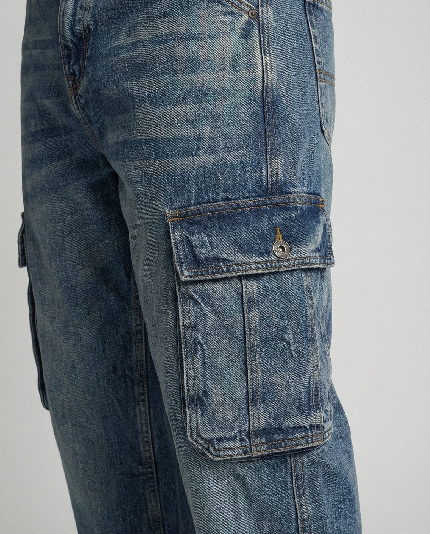 Herren Cargo Jeans Weit Bein Mit Taschen