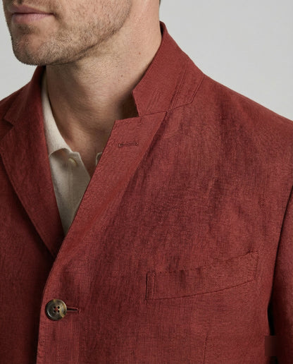 Herren Leinen Sakko Ein-Knopf-Modell Beige Sommer