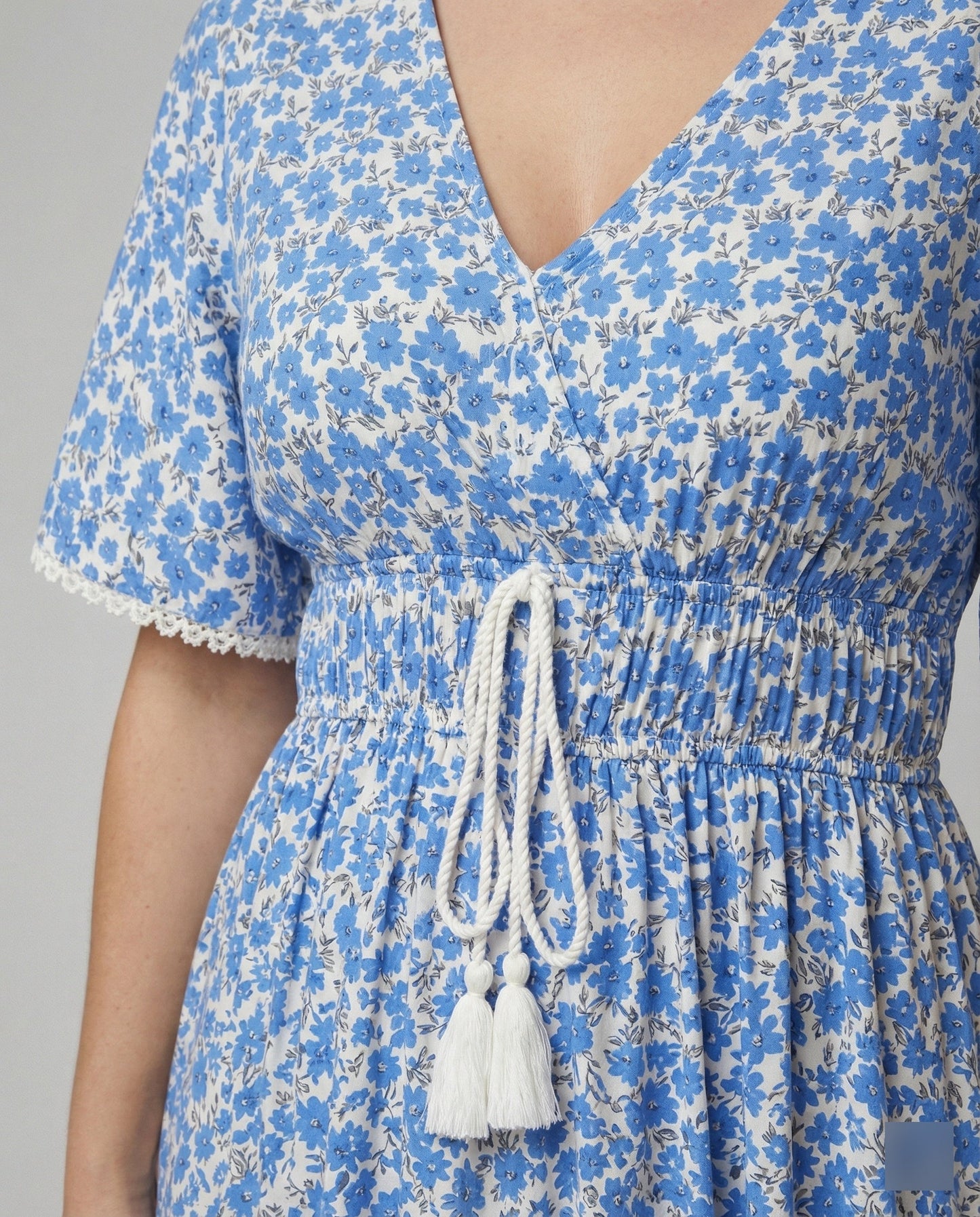 Damen Maxikleid Floralmuster Baumwolle