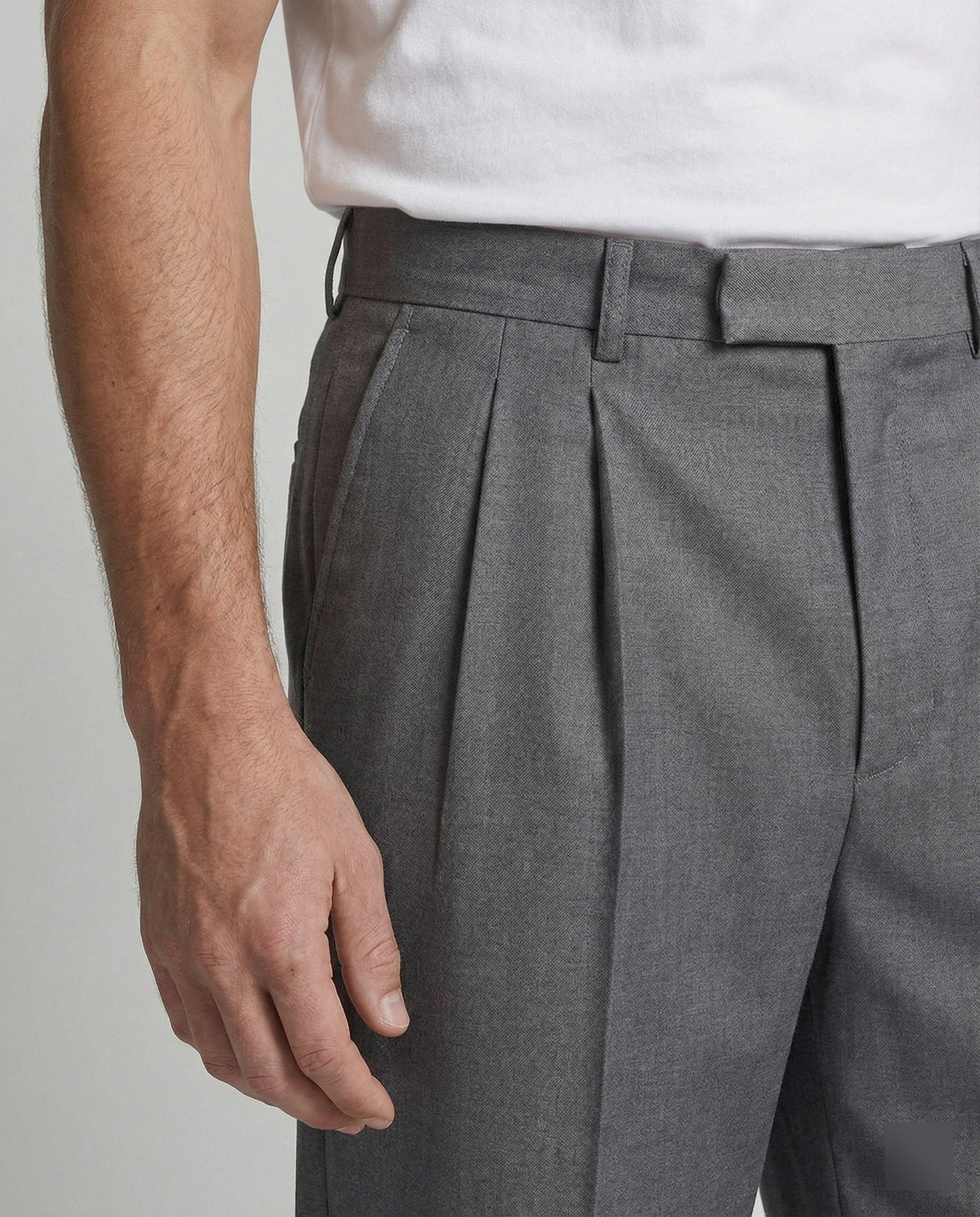 Herren Bundfaltenhose Weite Bein Freizeit