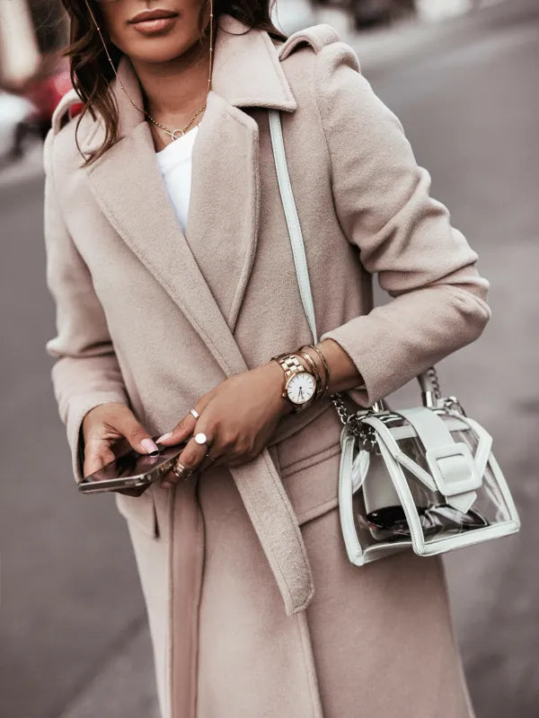 Damen Langer Mantel Streetstyle Lässig