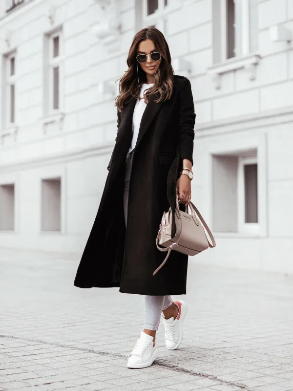 Damen Langer Mantel Streetstyle Lässig