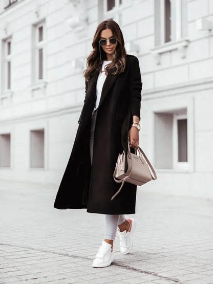 Damen Langer Mantel Streetstyle Lässig