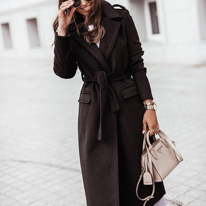 Damen Langer Mantel Streetstyle Lässig