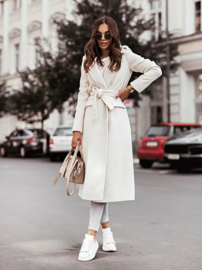 Damen Langer Mantel Streetstyle Lässig