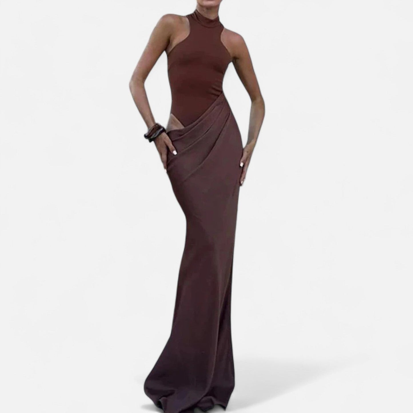 Damen Maxikleid Cut-Out Neckholder