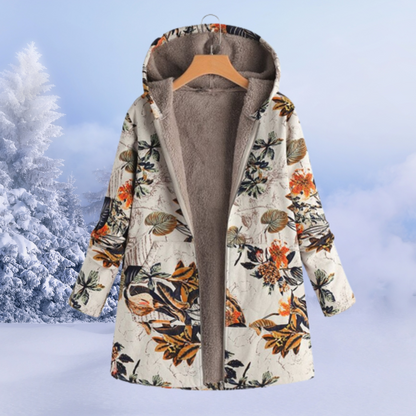 Damen Winterjacke Bequem Blumenmuster