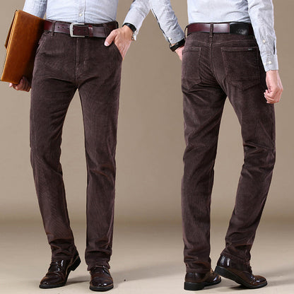 Herren Slim Fit Cordhose Elegantes Bürobeige Cord
