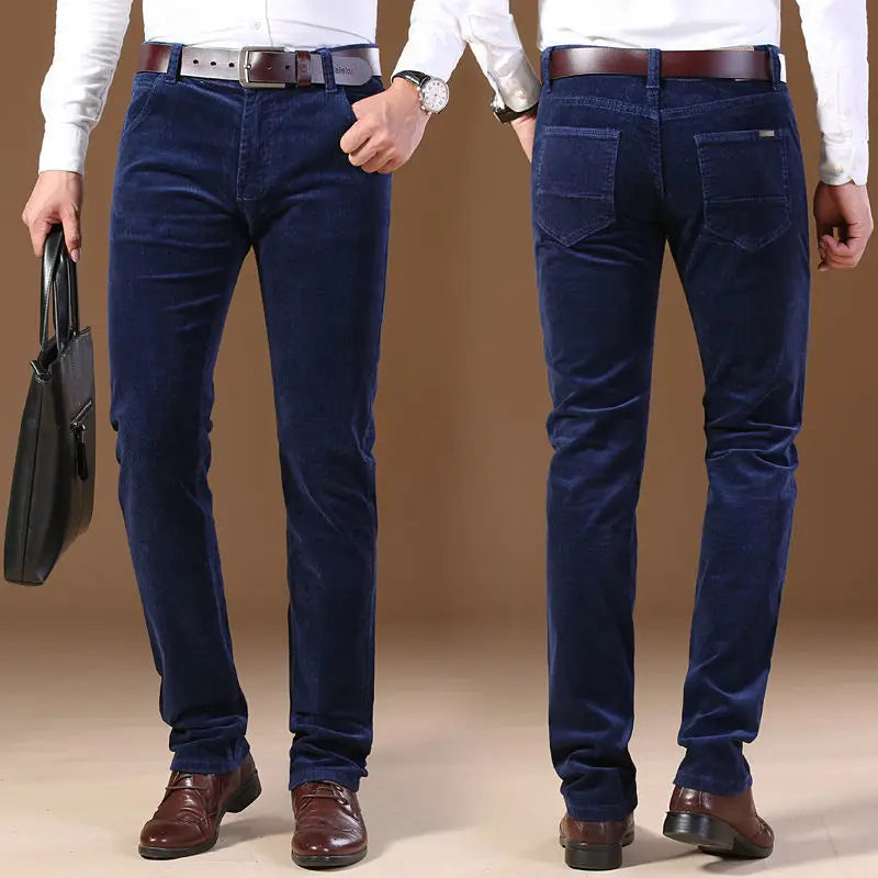 Herren Slim Fit Cordhose Elegantes Bürobeige Cord