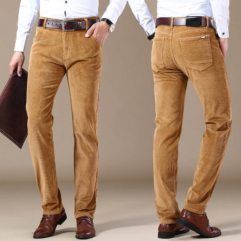 Herren Slim Fit Cordhose Elegantes Bürobeige Cord