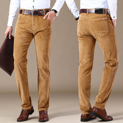 Herren Slim Fit Cordhose Elegantes Bürobeige Cord