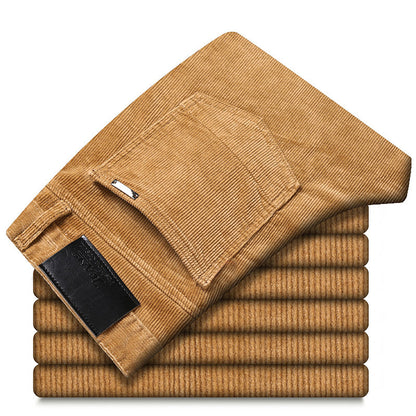 Herren Slim Fit Cordhose Elegantes Bürobeige Cord