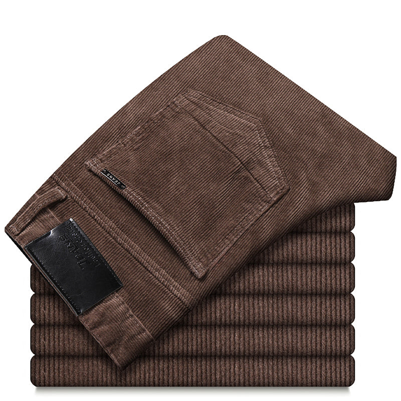 Herren Slim Fit Cordhose Elegantes Bürobeige Cord