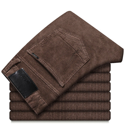 Herren Slim Fit Cordhose Elegantes Bürobeige Cord