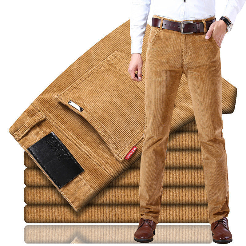Herren Slim Fit Cordhose Elegantes Bürobeige Cord
