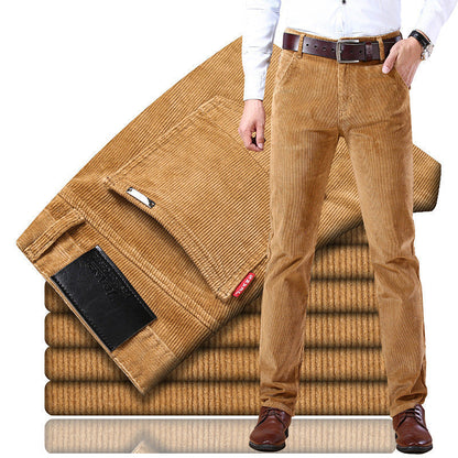 Herren Slim Fit Cordhose Elegantes Bürobeige Cord