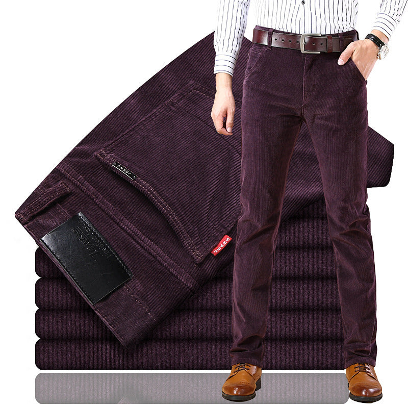 Herren Slim Fit Cordhose Elegantes Bürobeige Cord