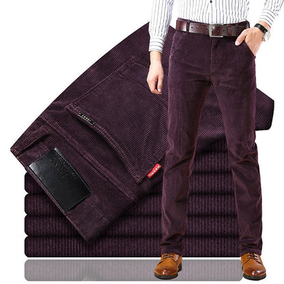 Herren Slim Fit Cordhose Elegantes Bürobeige Cord
