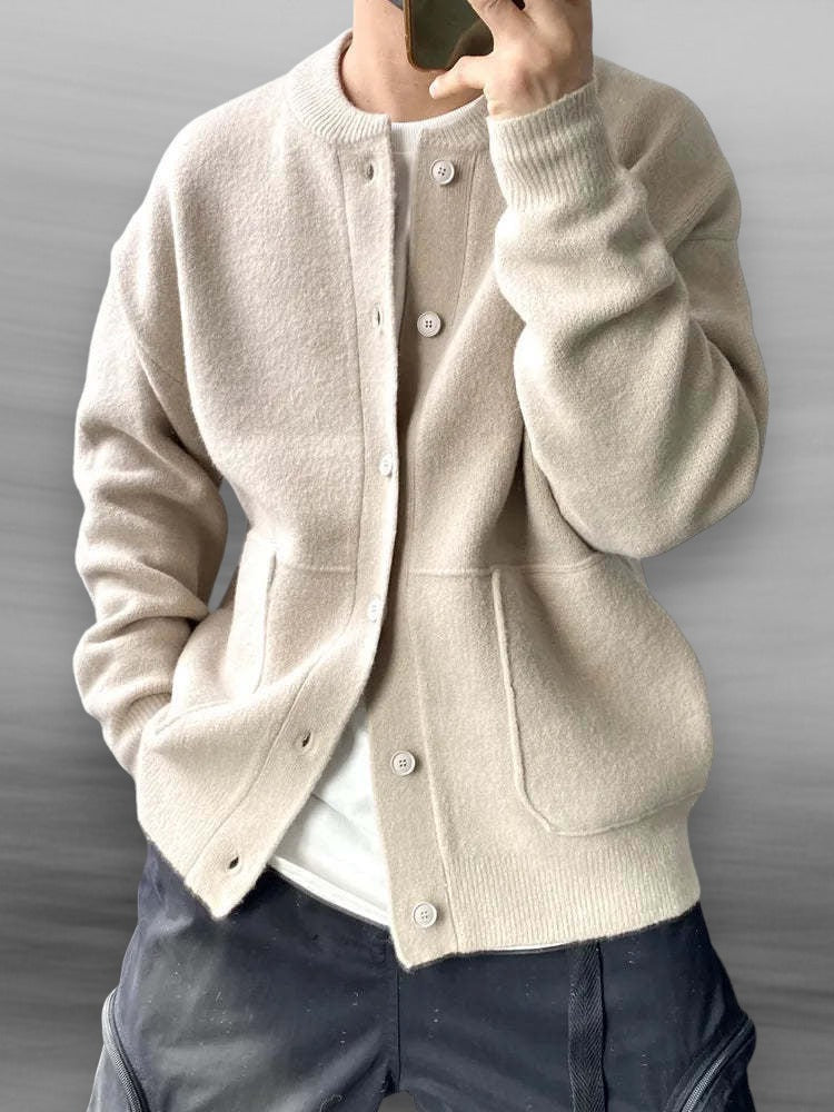 Norvielle Herren Cardigan Trendig Wollig Beige