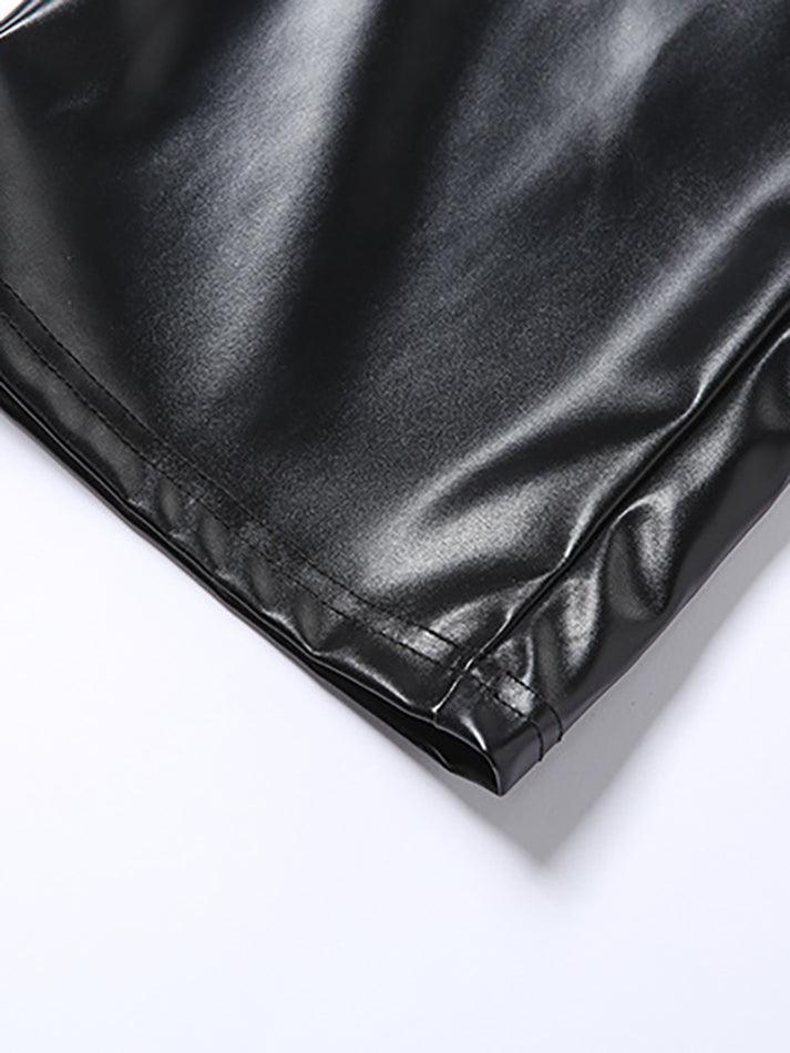 Damen PU-Hose Cutout Schnürung