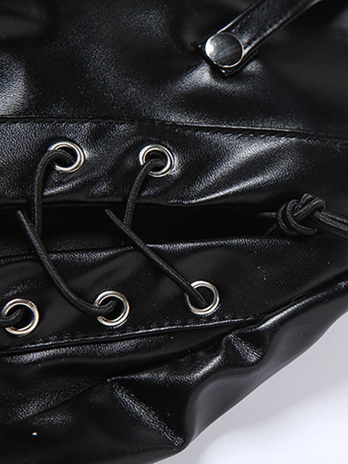 Damen PU-Hose Cutout Schnürung