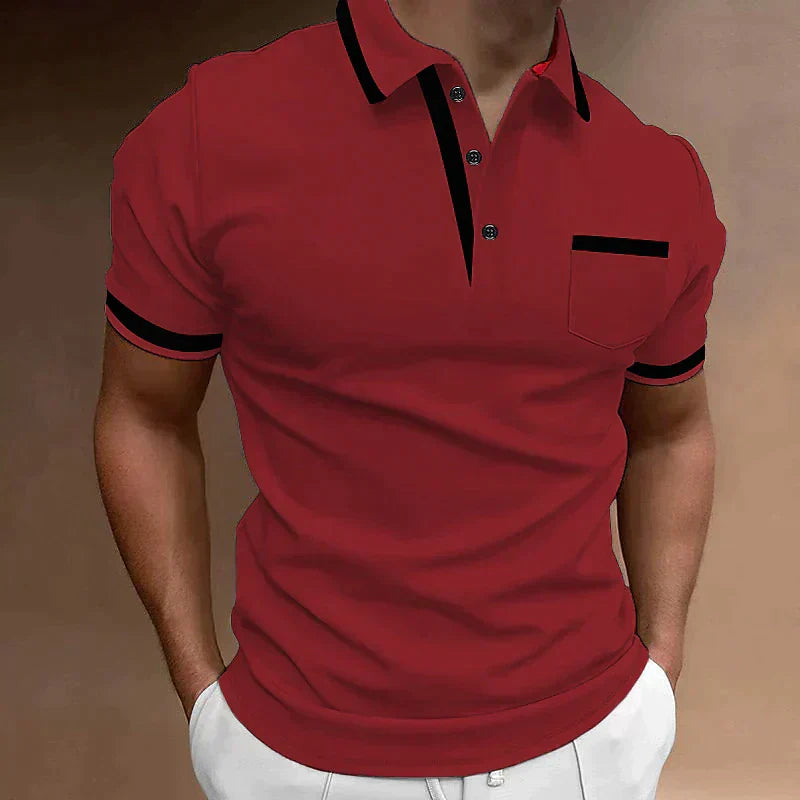 Herren Polo-Shirt Klassischer Schnitt V-Ausschnitt