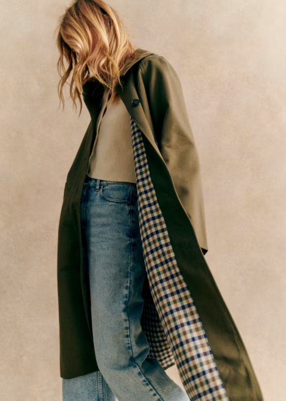 Damen Trenchcoat Zeitloser Schnitt Gingham Futter