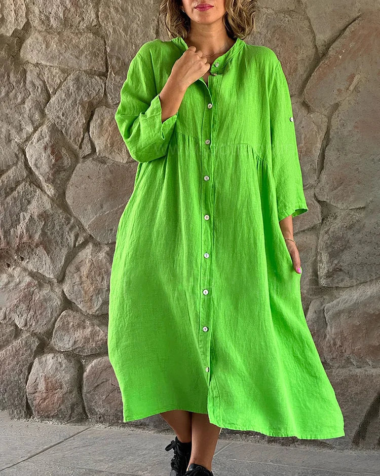 Norvielle Damen Hemdblusenkleid Sommerkleid Stilvoll