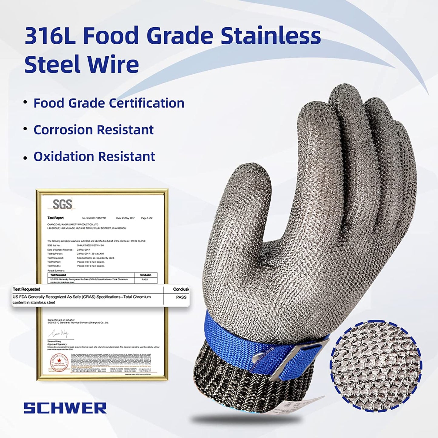 Edelstahl Metall Handschuh Lebensmittelqualität Mesh