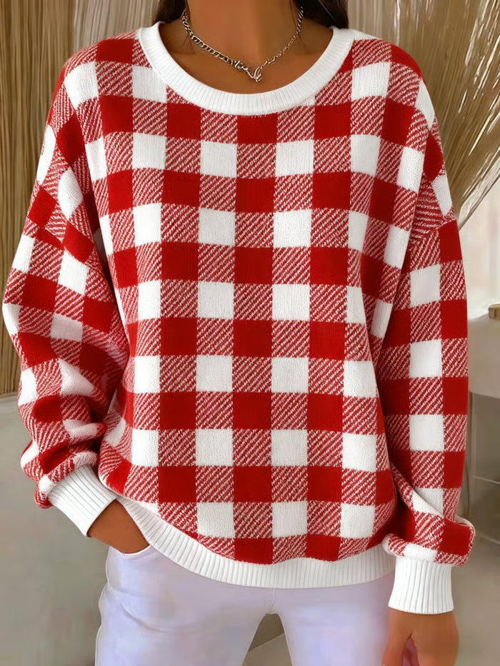 Tess Damen Strickpullover Karomuster
