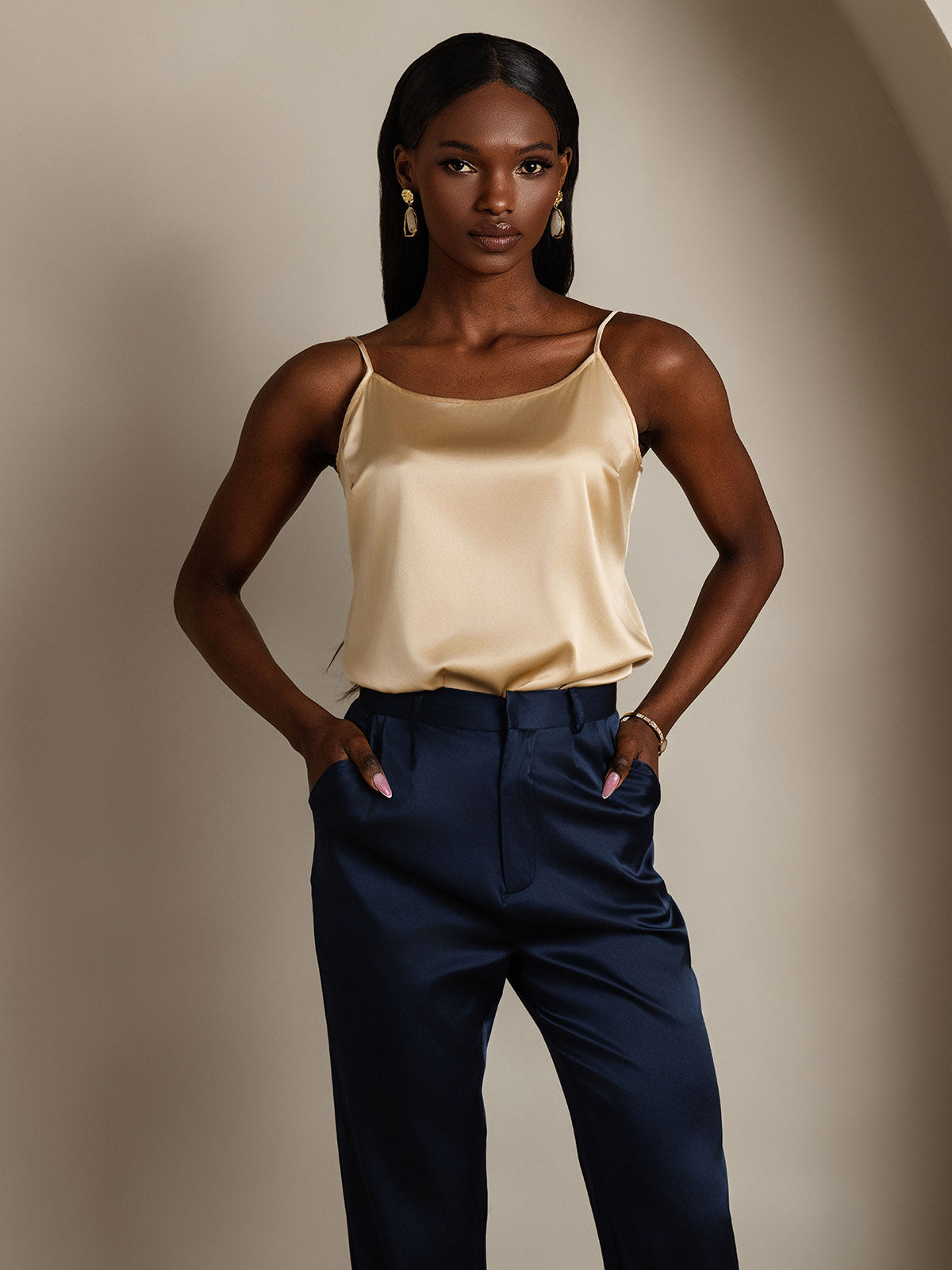 Norvielle Damen Seiden-Camisole Spaghettiträger