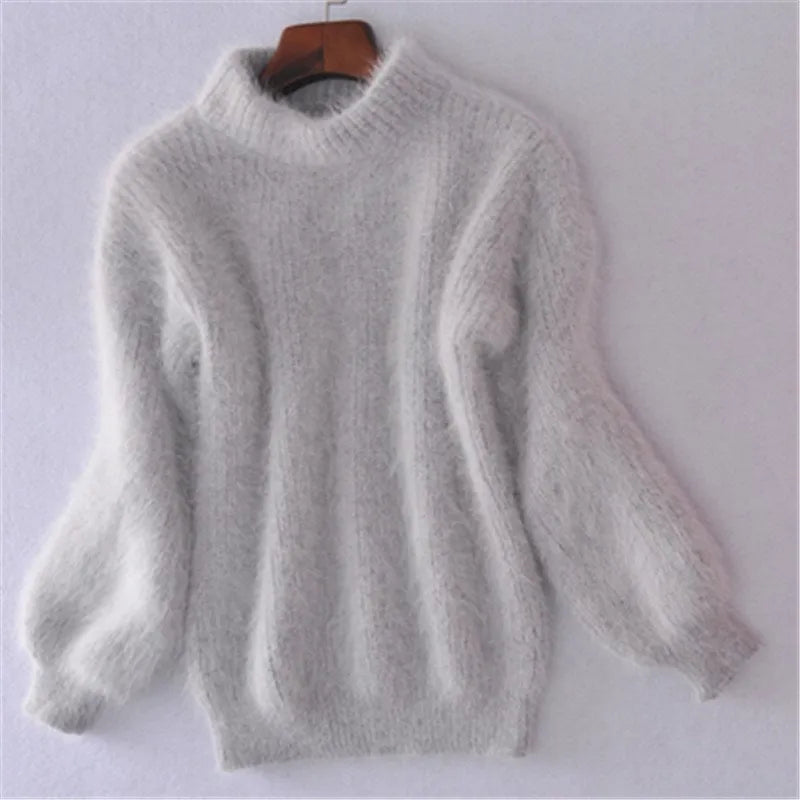 Norvielle Damen Strickpullover Kaschmirgefühl Hochkragen