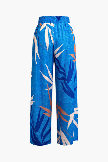 Damen Zweiteiler Bambusprint und Hose mit Knotendetail