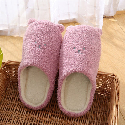 Flauschige Damen Tierpantoffeln Weich Beige