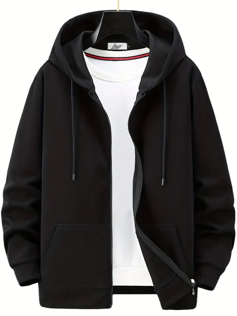 Herren Hoodie Full Zip mit Kordelzug und Kapuze Grau