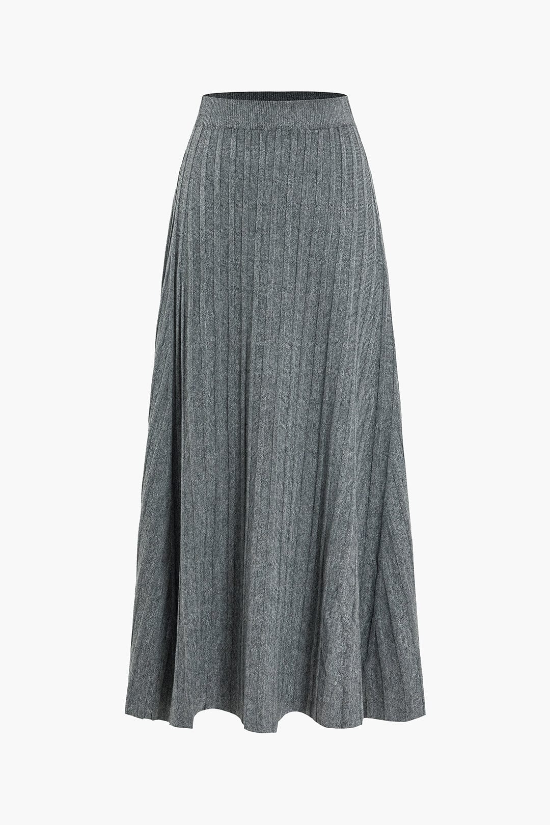 Damen Midi-Rock Plisseefalten Elastischer Bund