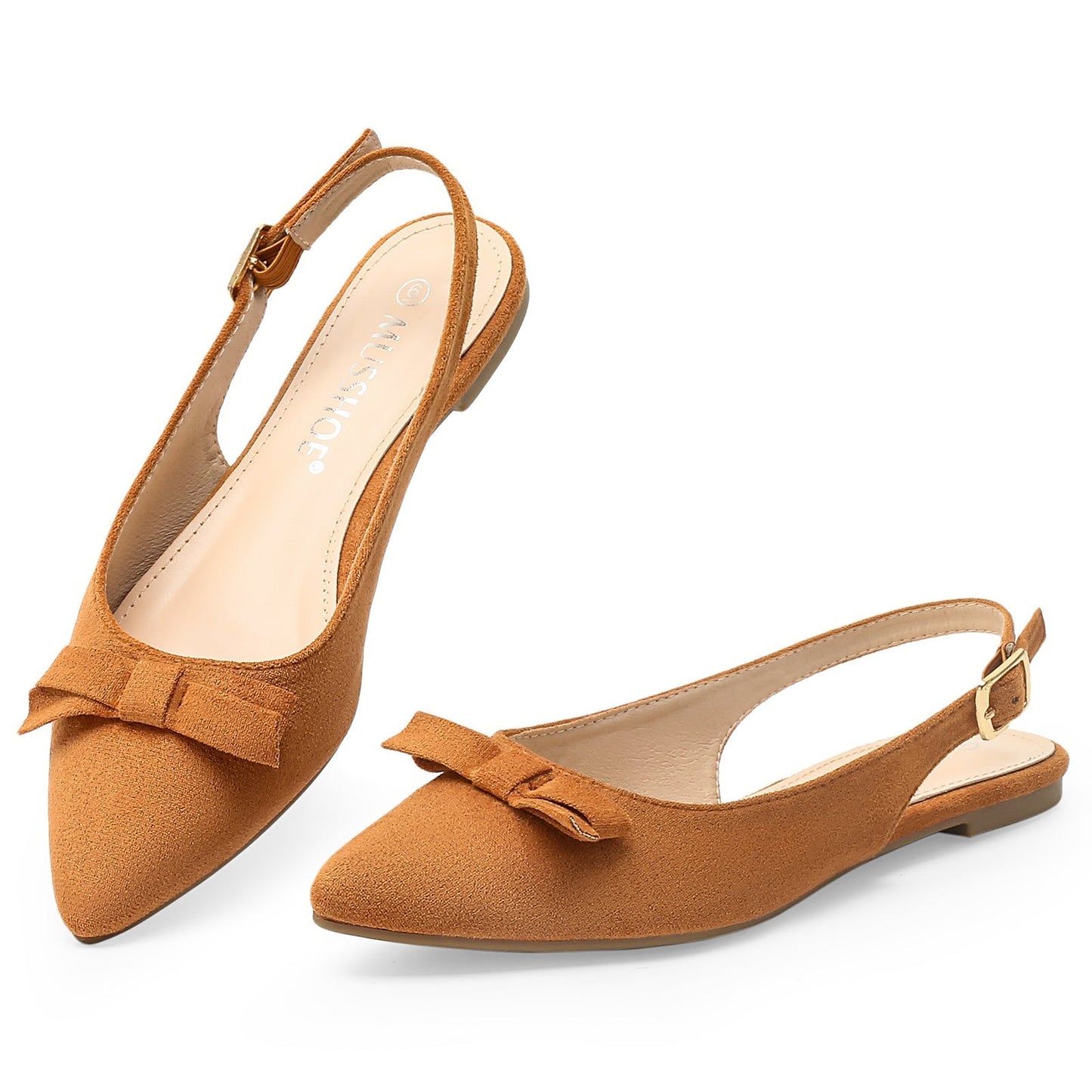Damen Slingback Sandalen Flach Schleife