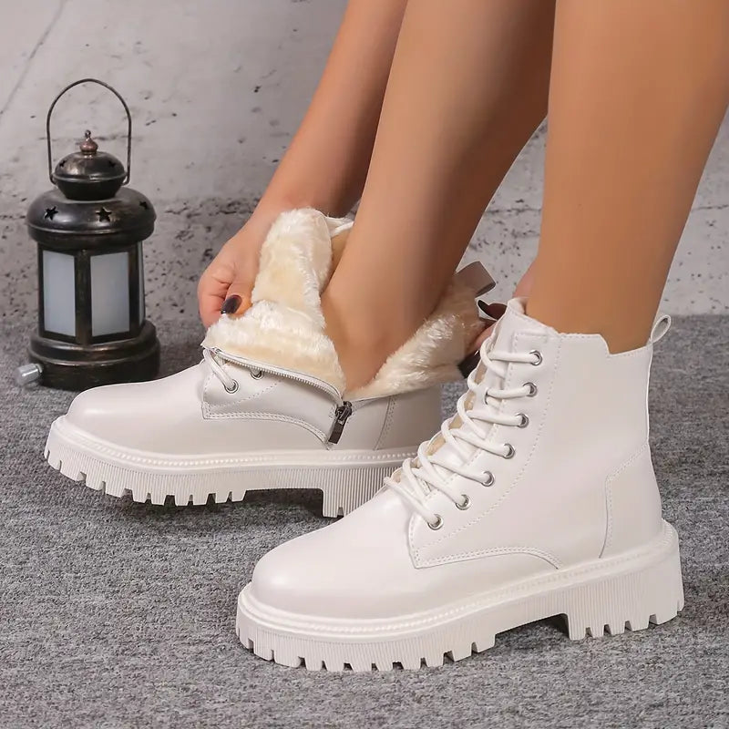 Keelin Damen Plateaustiefel Plüsch