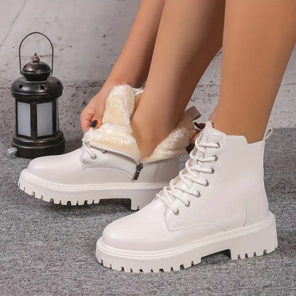 Keelin Damen Plateaustiefel Plüsch