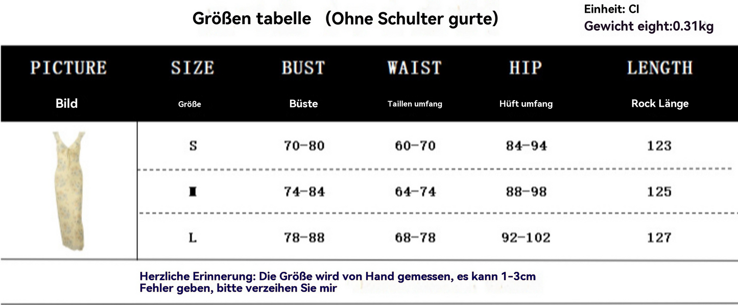 Norvielle Damen Strapskleid Schmal Geschnitten Vintage Bedruckt