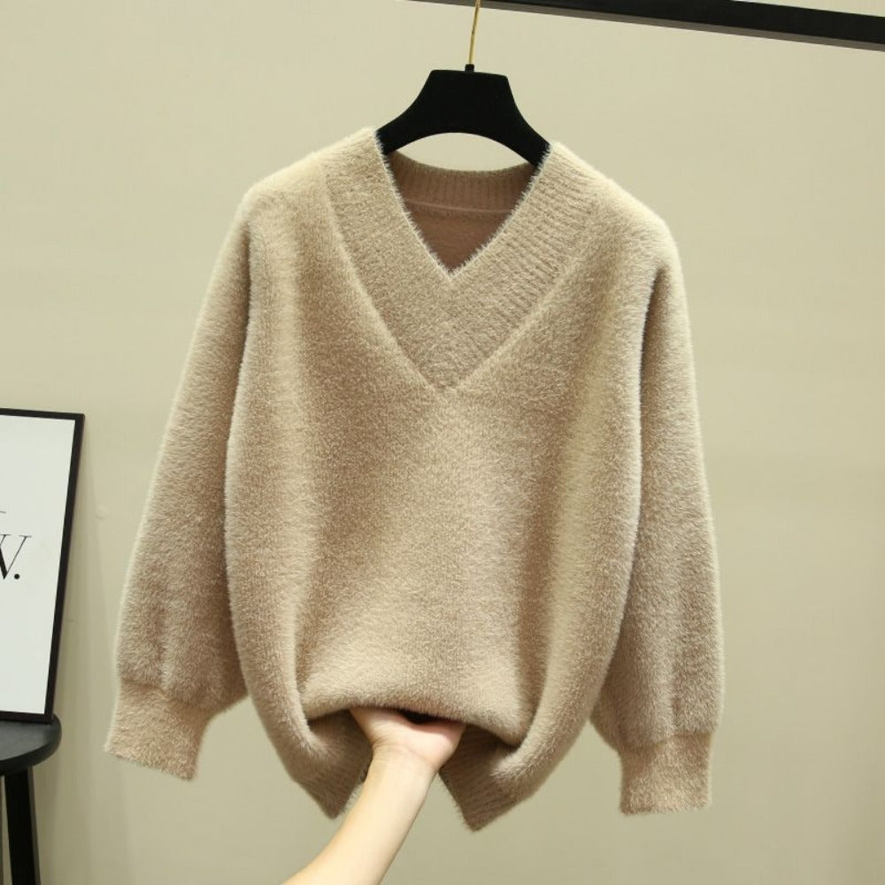 Damen Pullover V-Ausschnitt Langarm Rina