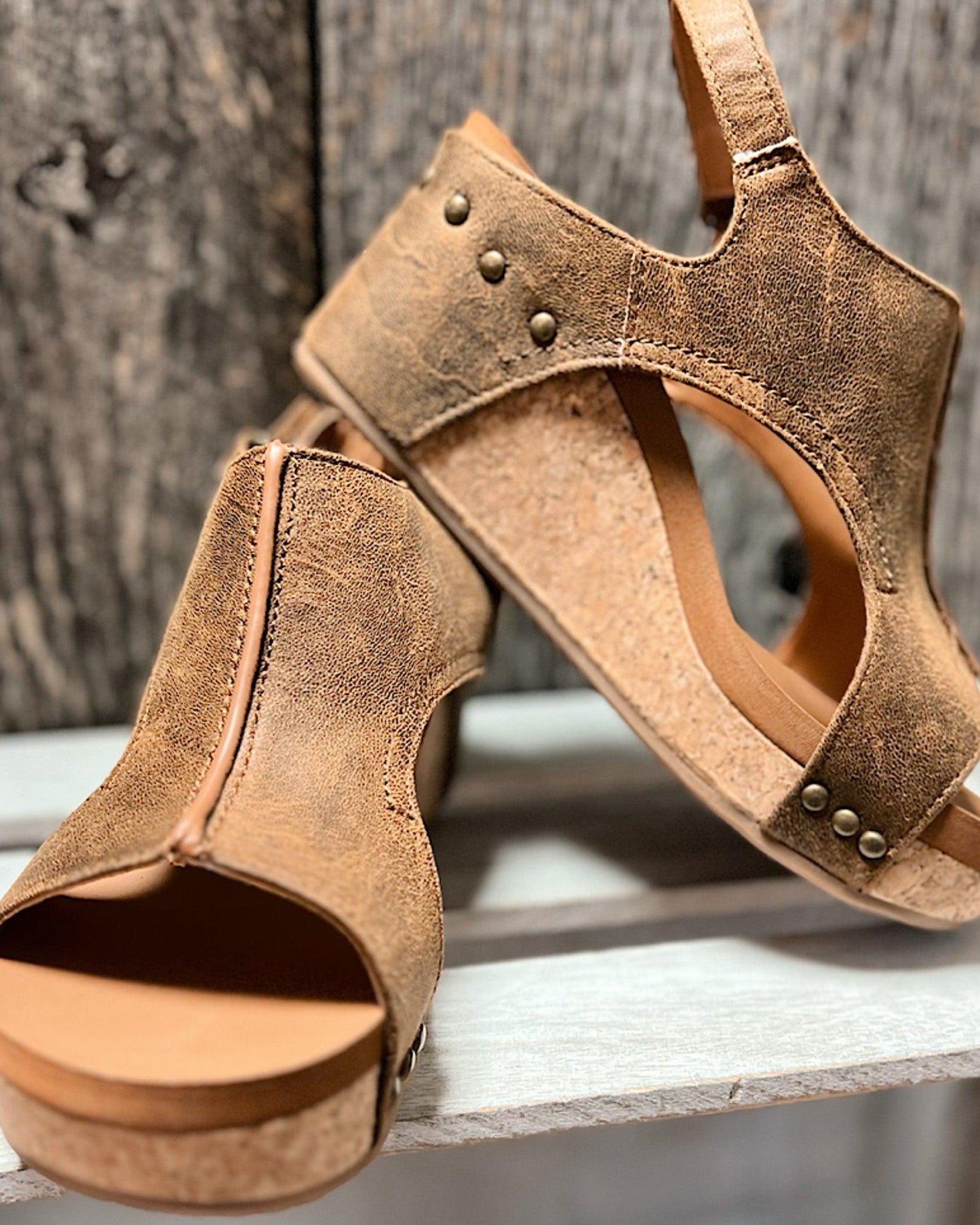 Damen Keilabsatz Sandalen Plateau Fersenriemen