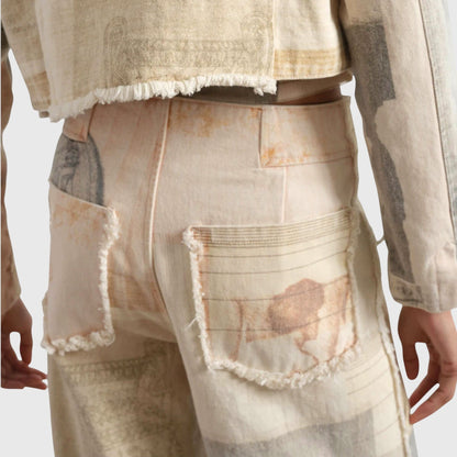 Damen Vintage Hochbundjeans mit Print