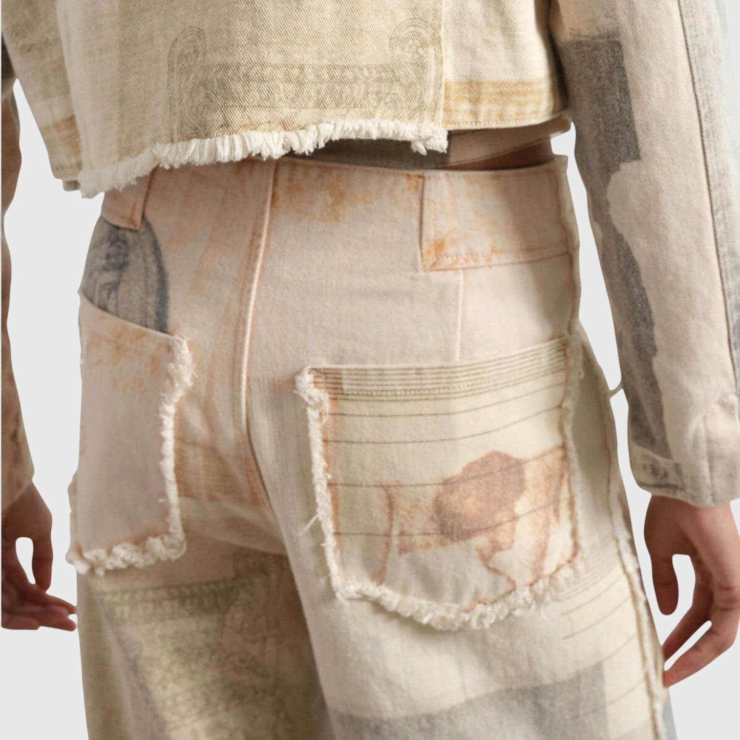 Damen Vintage-Jeans Hohe Taille Print