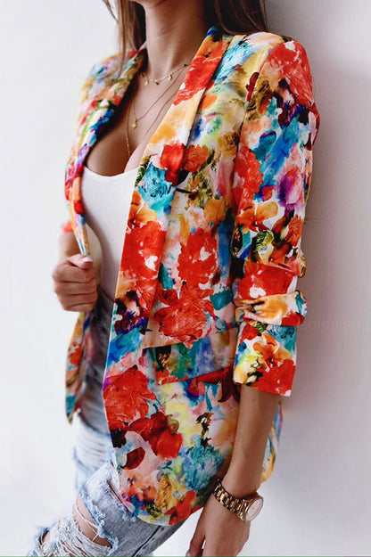 Norvielle Damen Blazer Freizeitanzug Florale Revers