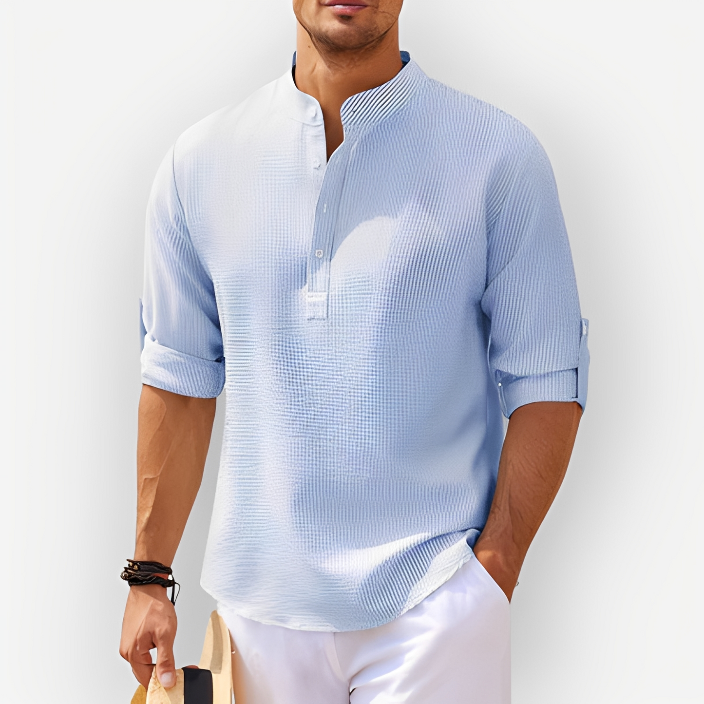 Perino Herren Sommerhemd Elegant Baumwolle Weiß
