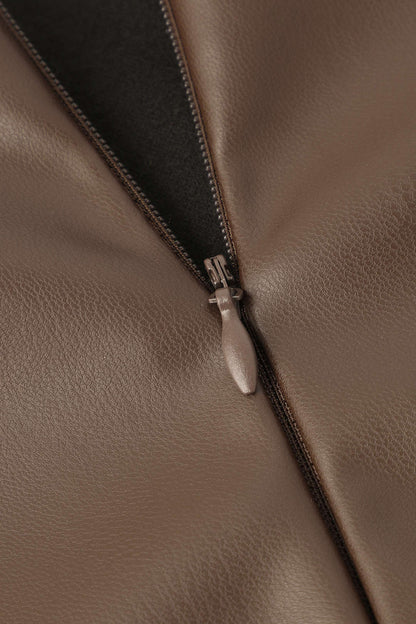 Damen Midirock Kunstleder Asymmetrisch