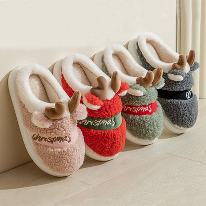 Weihnachtspantoffeln Warm Plüsch Antler für Damen Herren →