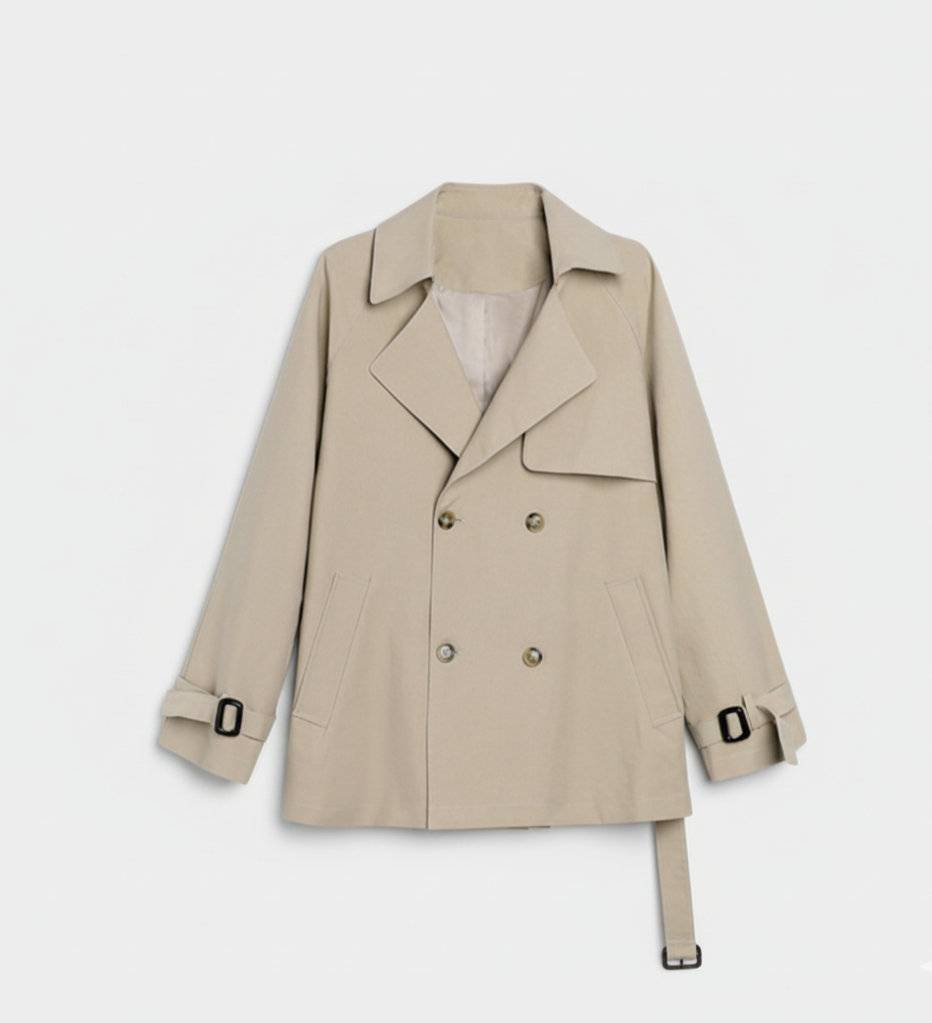 Norvielle Damen Trenchcoat Doppelreihig Gürtel Tailliert - Norvielle